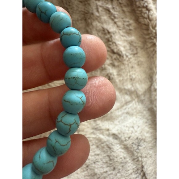 Set Of Two TURQUOISE Stone Bead Bracelets Stretch - Picture 8 of 9